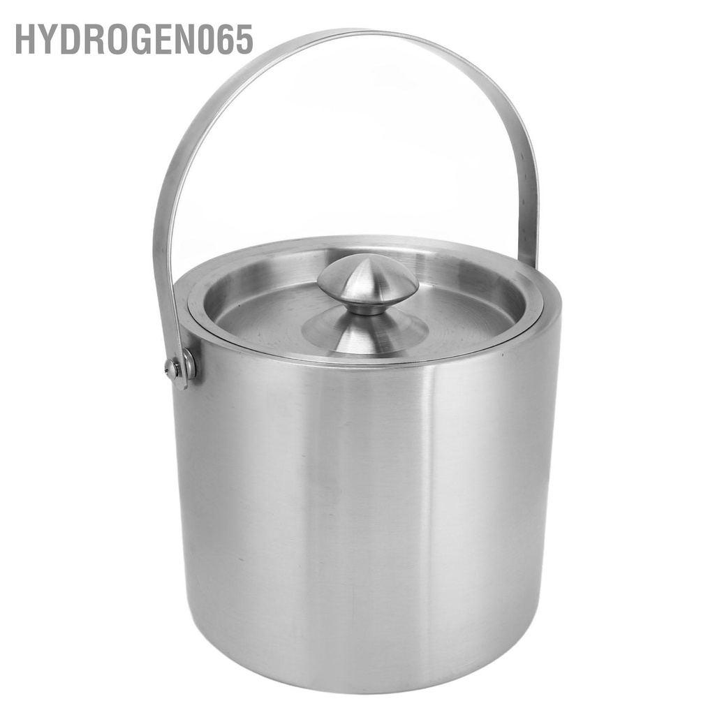 Hydrogen065 Thùng đá bằng thép không gỉ 3L cách nhiệt đôi có nắp đậy cho bia sâm panh