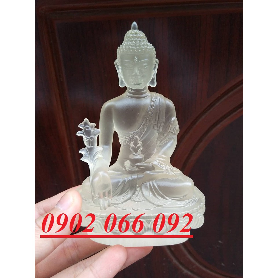 Tượng phật dược sư lưu ly trắng 12cm
