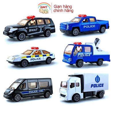 Đồ chơi xe cảnh sát hình sự KAVY gồm 6 xe nhiều màu bằng kim loại
