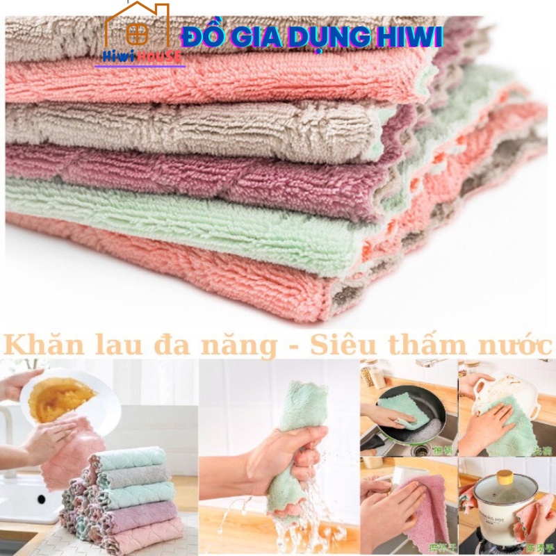 Set 10 Khăn Lau Bếp Đa Năng 2 Mặt 2 Màu Siêu Thấm Hút