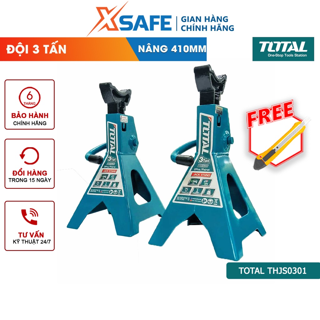 Đội kê ô tô 3 tấn TOTAL THJS0301 nâng cao tối thiểu 2700mm, tối đa 410mm, phủ sơn tĩnh điện chống thấm nước, gỉ sét