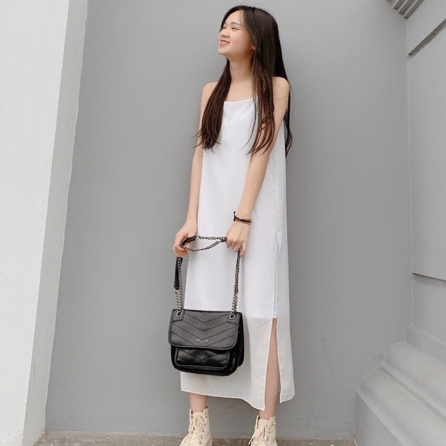 Váy maxi 2 dây 2 lớp