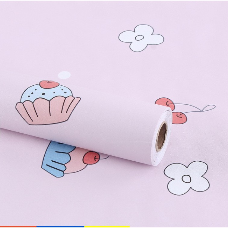 Cuộn 10m giấy dán tường BÁNH KEM khổ rộng 45cm