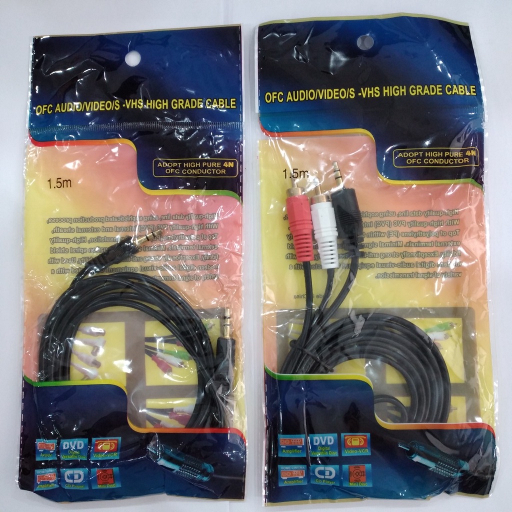 Dây jack loa 1 ra 2 dây loa 1 đầu 3.5 ra 2 AV hoa sen dài 1.5m hàng chất lượng giá tốt