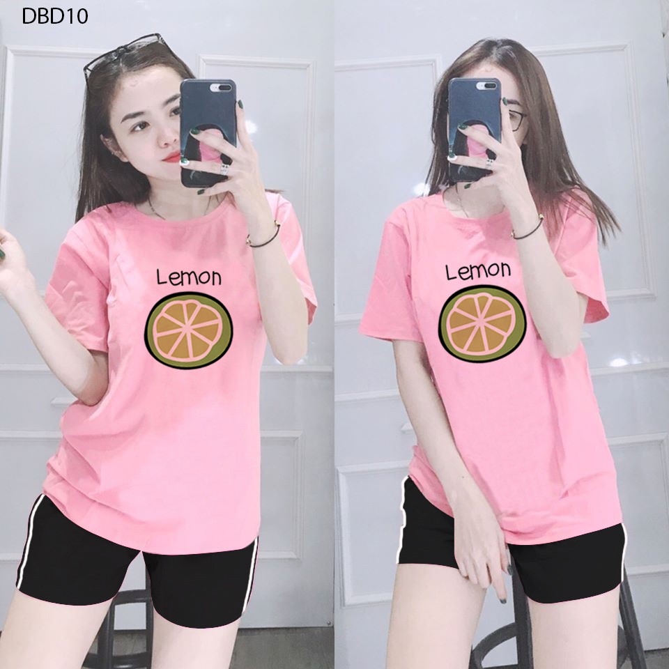 [ MÃU ĐẸP] Đồ bộ mặc nhà cao cấp quần 1 sọc áo in hình lát chanh cực đẹp - DBD10 | BigBuy360 - bigbuy360.vn