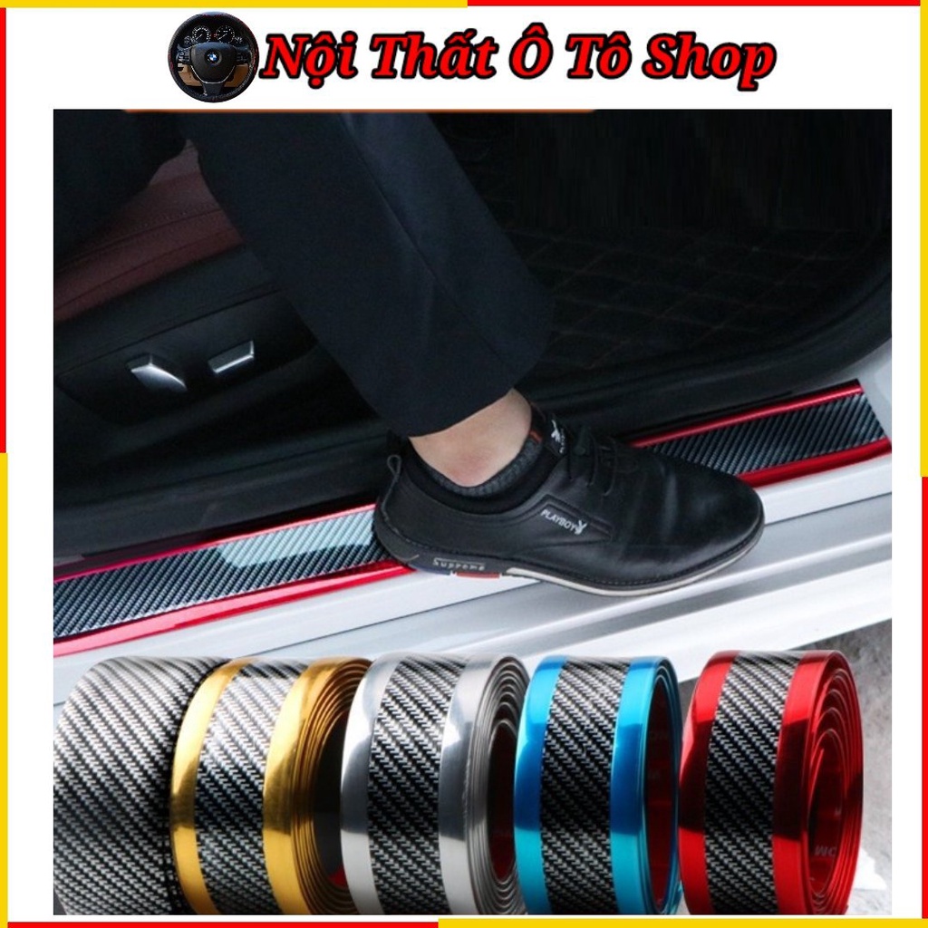 Nẹp Dán Chống Trầy Xước Bậc Cửa Ô Tô - Xe Hơi Mạ Cacbon Cao Cấp - Tiện Lợi Dài 1 Mét (60 + 40 cm) | Nội Thất Ô Tô Shop