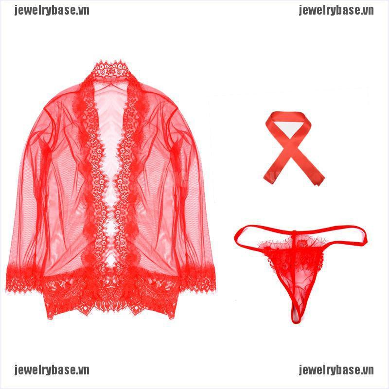 Set Áo Choàng Ngủ 2 Dây Phối Ren Quyến Rũ Cho Nữ | BigBuy360 - bigbuy360.vn