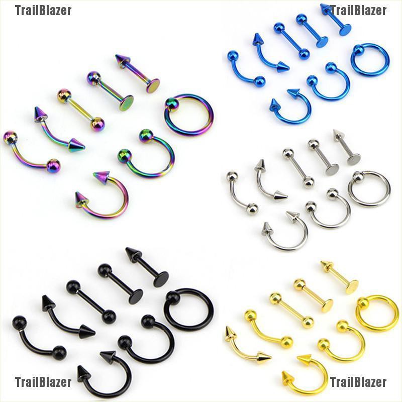 Bộ 8 Khuyên Xỏ Bằng Thép Không Gỉ 16G