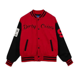 Áo khoác DirtyCoins Embroidered Varsity Jacket - Red/Black