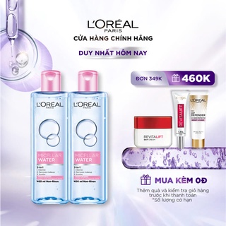 Bộ 2 nước tẩy trang dưỡng ẩm mượt da 3-in-1 L'Oreal Paris Micellar Water