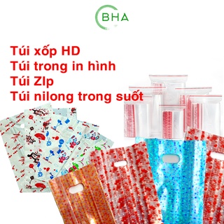 Tổng hợp bao bì BHA 100gr túi Nilong HD PP họa tiết PE dẻo trong suốt