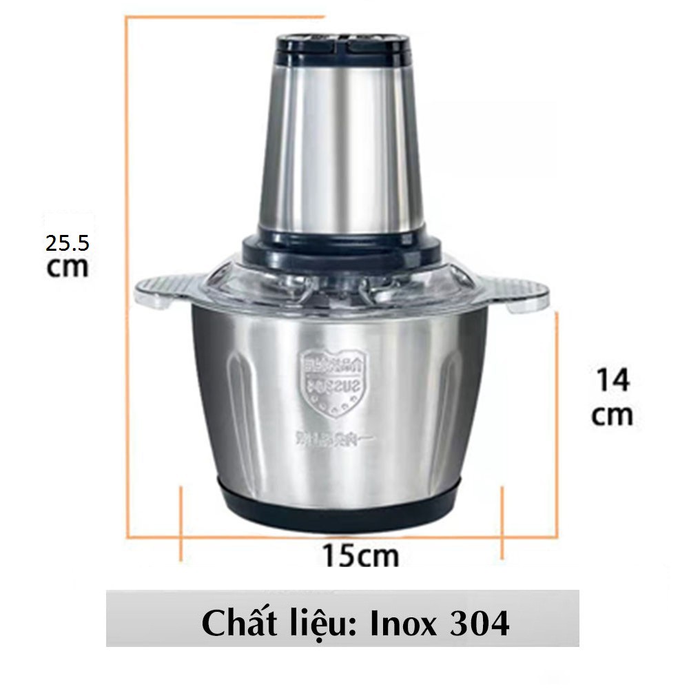 Máy Xay Thịt Công Suất 250W Cối Inox Dung Tích 2 Lít, Máy Xay Thực Phẩm,Tỏi Ớt