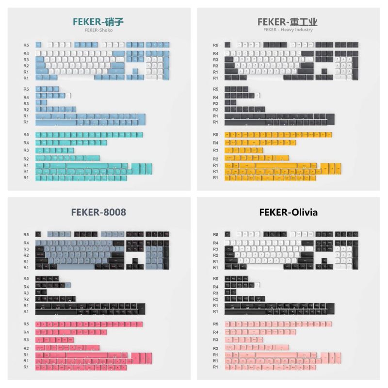 Bộ nút keycap FEKER OLIVIA SHOKO 8008 Heavy Industry PBT double shot CSA Profile