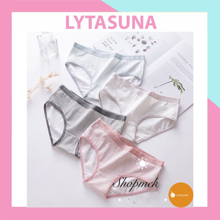 [Mã 12FASHIONSALE1 giảm 10K đơn 50K] Quần lót nữ chất cotton kẻ sọc cao cấp kháng khuẩn viền mỏng mềm mịn SQ09