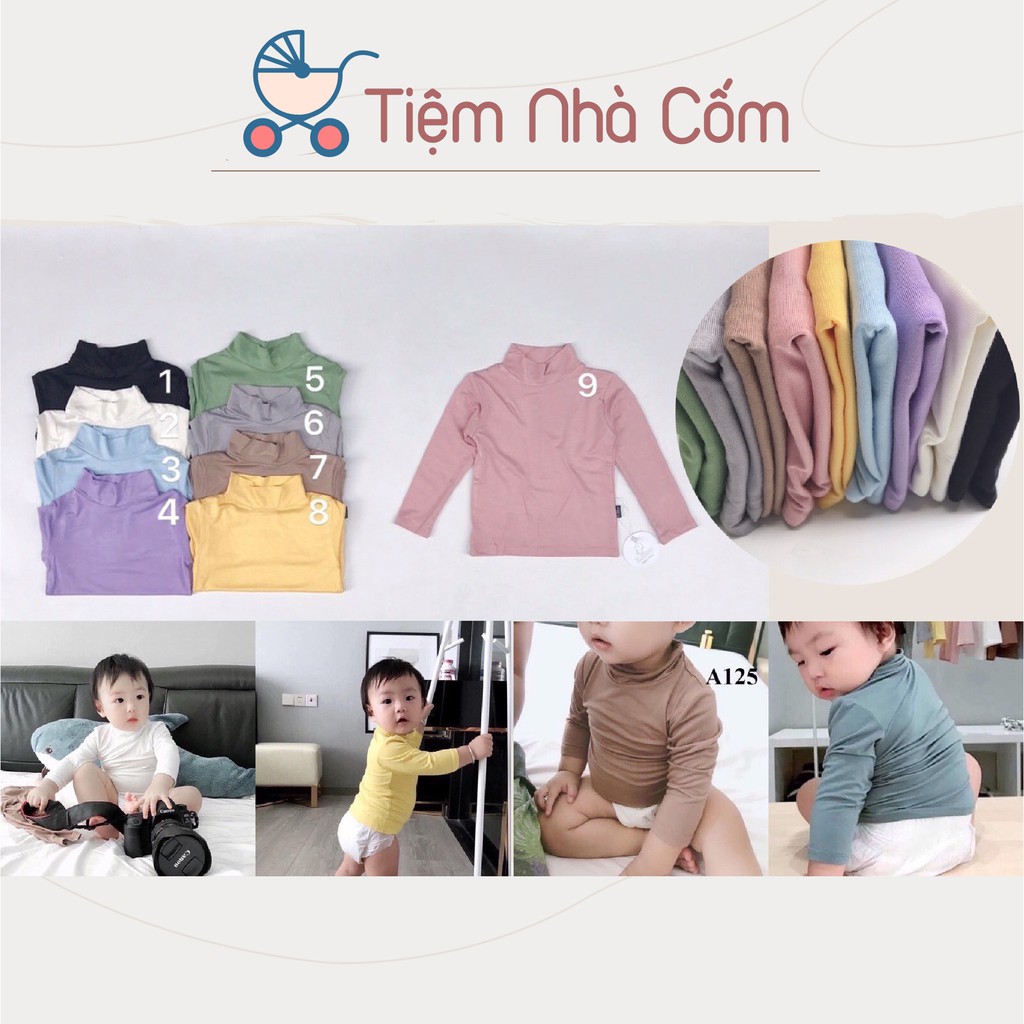 Áo thun cổ cao giữ nhiệt cho bé trai/bé gái Kwoo - Thun lạnh xuất Hàn