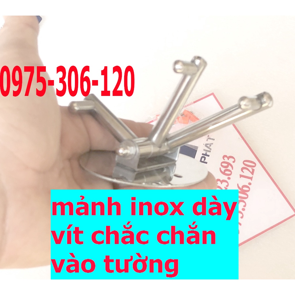 Móc treo quần áo gắn tường bằng 100% INOX 304 chuẩn trong nhà tắm BA CHIA TRÒN, inox chống han gỉ, hàng đặt xưởng