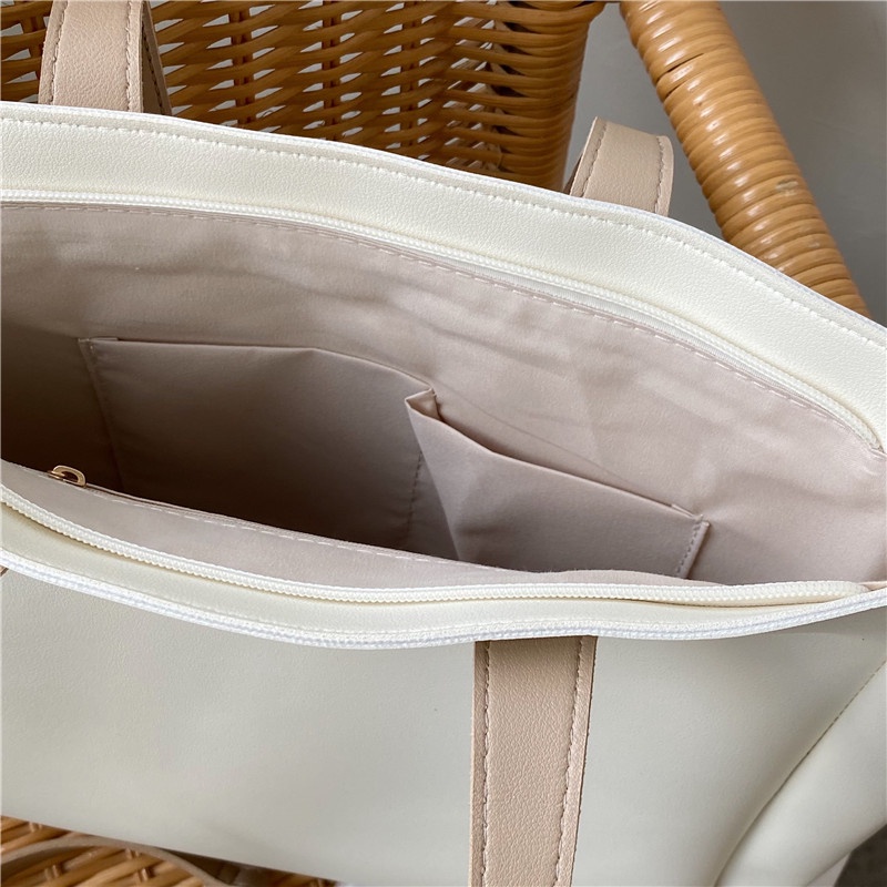 Túi tote da trơn đeo vai basic hàn quốc ulzzang có khóa zip kéo