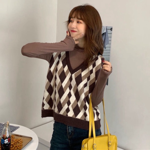 Gile Len Nữ Dáng Vừa, Áo Len Gile Cổ Tim Hàn Quốc Mỏng Basic Màu Sắc Vintage Ulzzang Hàn Quốc | BigBuy360 - bigbuy360.vn