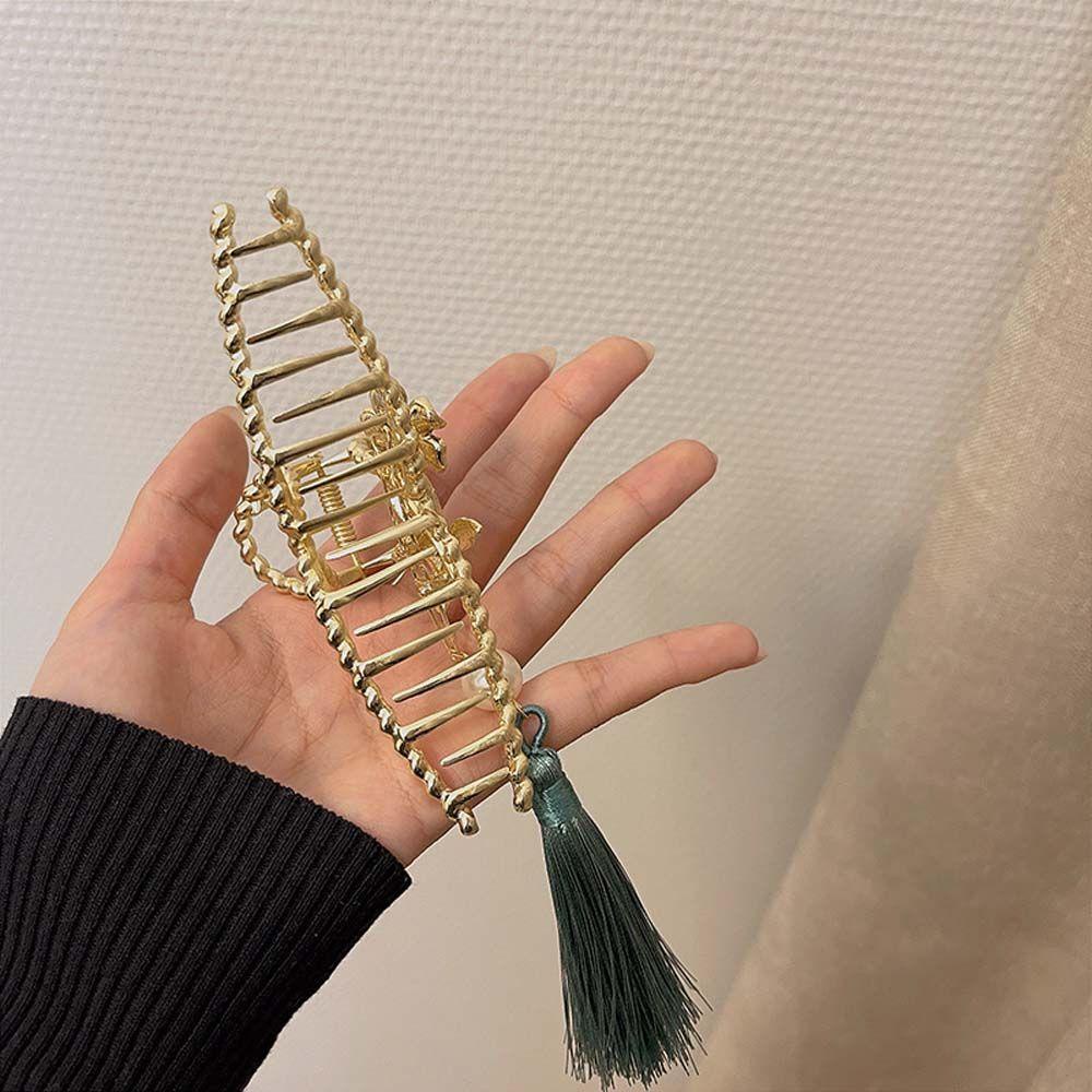 Kẹp Tóc Dạng Xoắn Hình Cá Mập Phối Hoa Dầu Phong Cách Hanfu Cổ Điển Cá Tính WMES15H Dành Cho Bạn Nữ