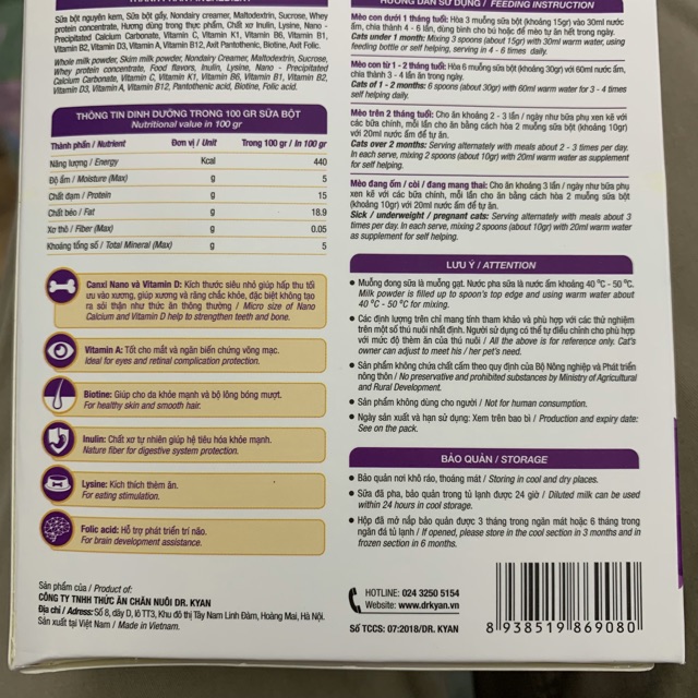 Sữa bột Dr Kyan Precaten Predogen cho chó mèo