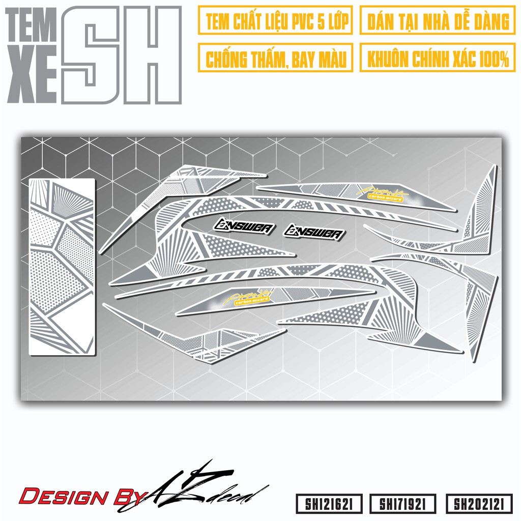 Tem SH Các Đời Chủ Đề Họa Tiết Polygon | SH21 | Decal Rời SH 2012 - 2022 Chống Thấm Nước, Bền Màu, Dễ Sử Dụng