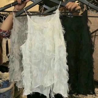Áo 2 dây lông vũ