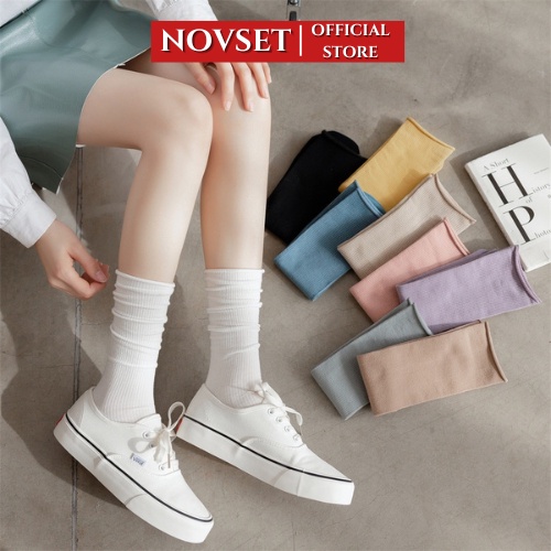 Tất vớ nữ cao cổ dài Nhún dễ thương hàn quốc đẹp  [ TẤT NHÚN TRƠN ] [ MÃ A802 ]