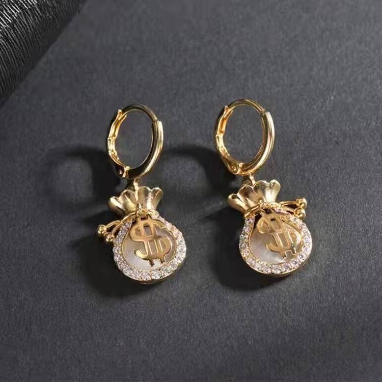 Khuyên Tai Đính Đá Opal Phong Cách Hàn Quốc