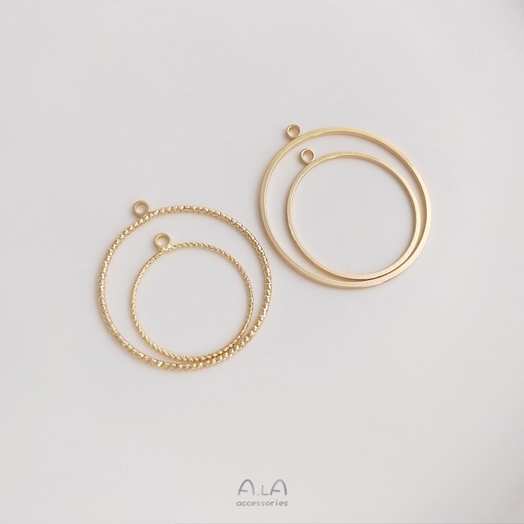 Bông Tai Mạ Vàng 14K Handmade Hình Tròn