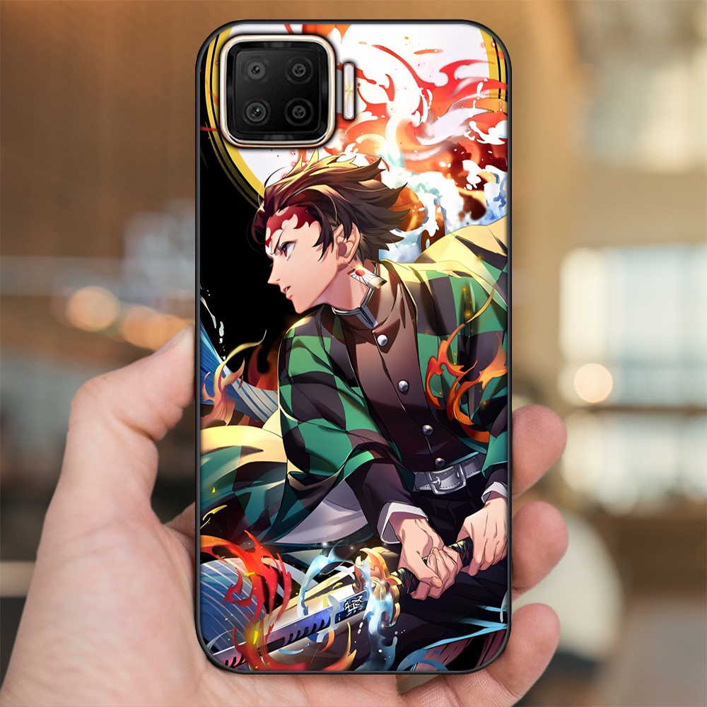Ốp lưng Oppo A73, A93 4G viền đen in hình Tanjiro Kimetsu No Yaiba