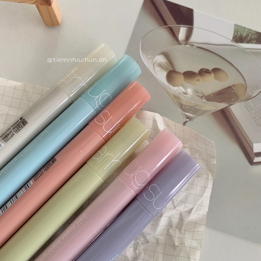 SET 6 BÚT MÀU HIGHLIGHT PASTEL HALF SUGAR CAO CẤP (ảnh thật) - highlight màu pastel - Tiệm nhà Chun