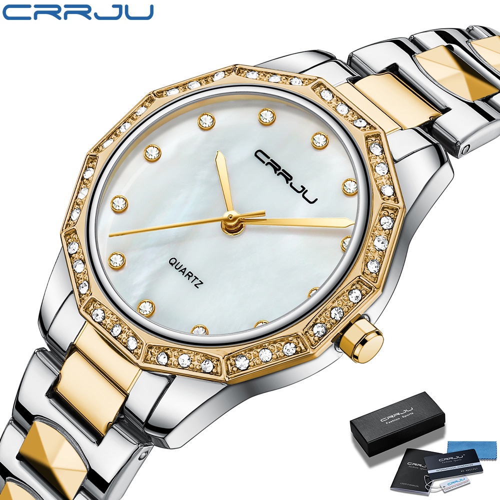 Đồng hồ đeo tay chính hãng CRRJU 2195 bộ máy quartz chống thấm nước thời trang thường ngày cho nữ