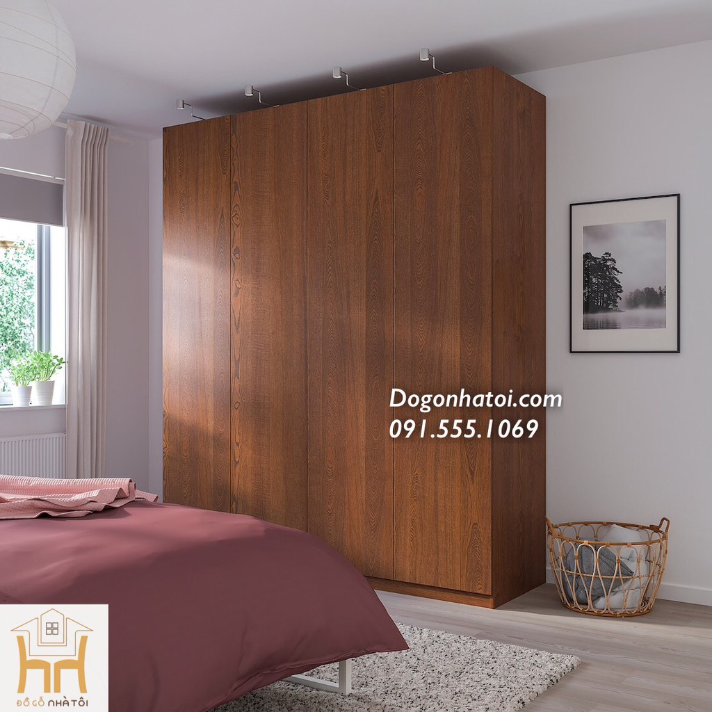 Tủ quần áo vân gỗ óc chó 4 Cánh - TA204 - Đồ Gỗ Nhà Tôi