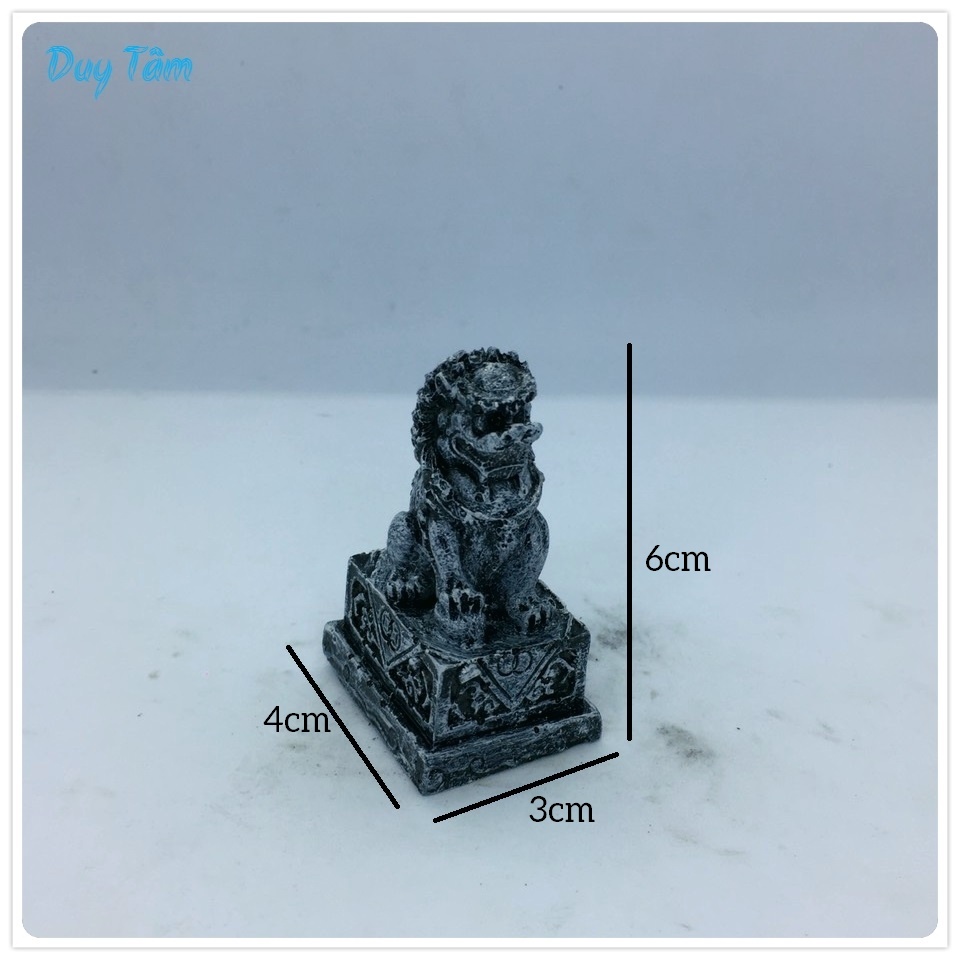 Tiểu cảnh mini để bàn, hồ cá, bán cạn, bể cá thủy sinh, non bộ, bonsai, bàn làm viêc. TC005- Mô hình cặp sư tử đá.