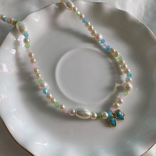 Lily bow choker no2 | dây chuyền phối hạt ngọc đá tự nhiên mặt hình nơ thời trang