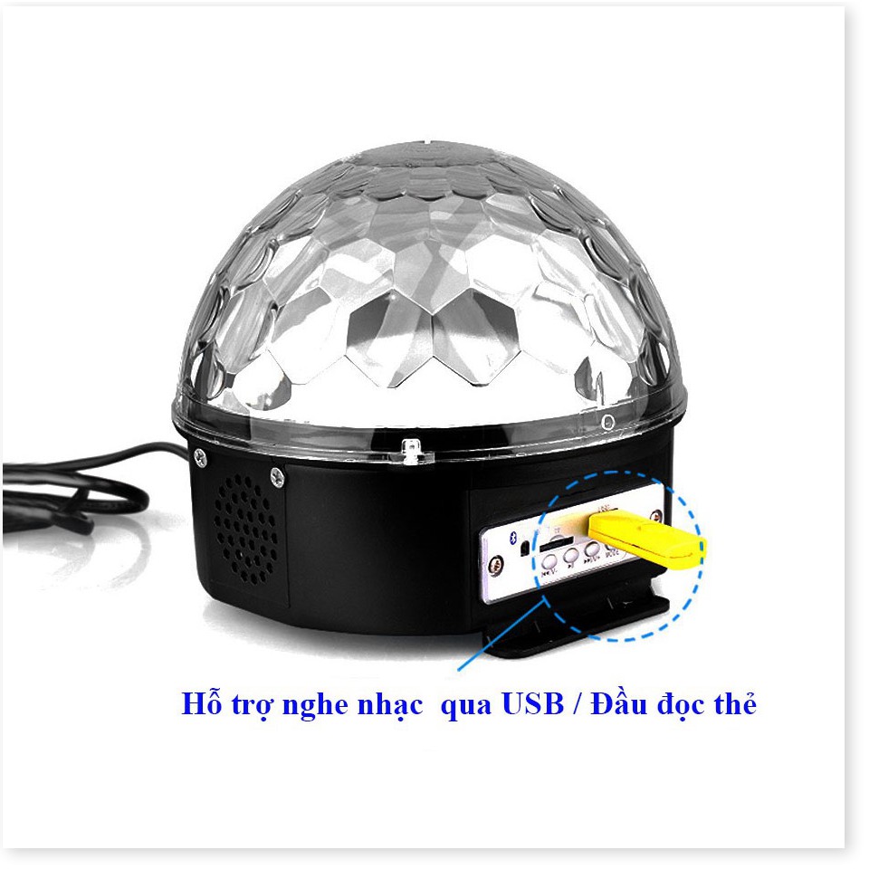 Đèn LED Quả Cầu Cảm Ứng Xoay Pha Lê 7 Màu Nháy Theo Nhạc Bluetooth Tích Hợp Loa DC-BL300