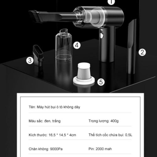 Máy hút bụi mini cầm tay không dây sử dụng pin đa chức năng tiện lợi