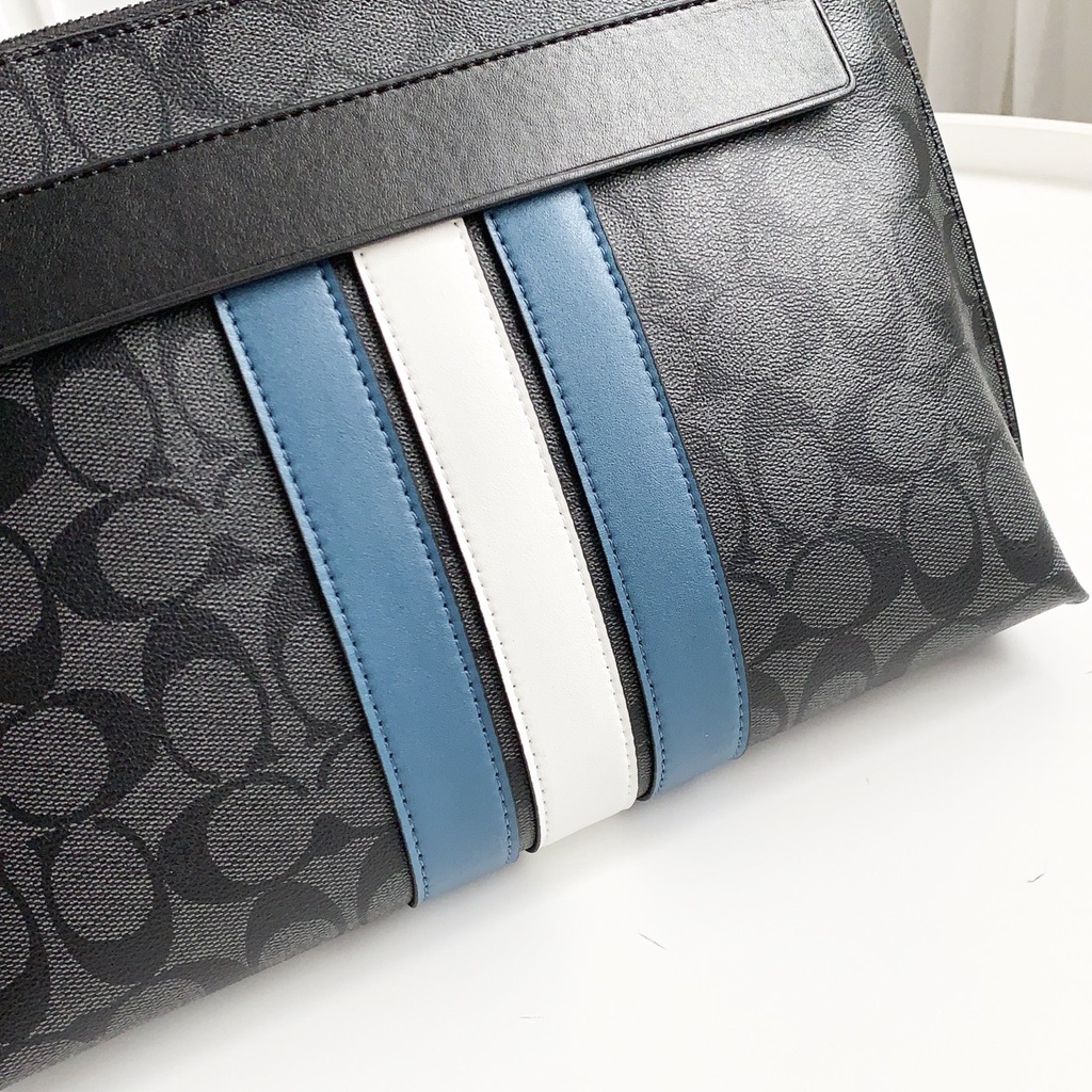 Clutch nam chính hãng COACH / Túi công sở sọc xanh / F38588