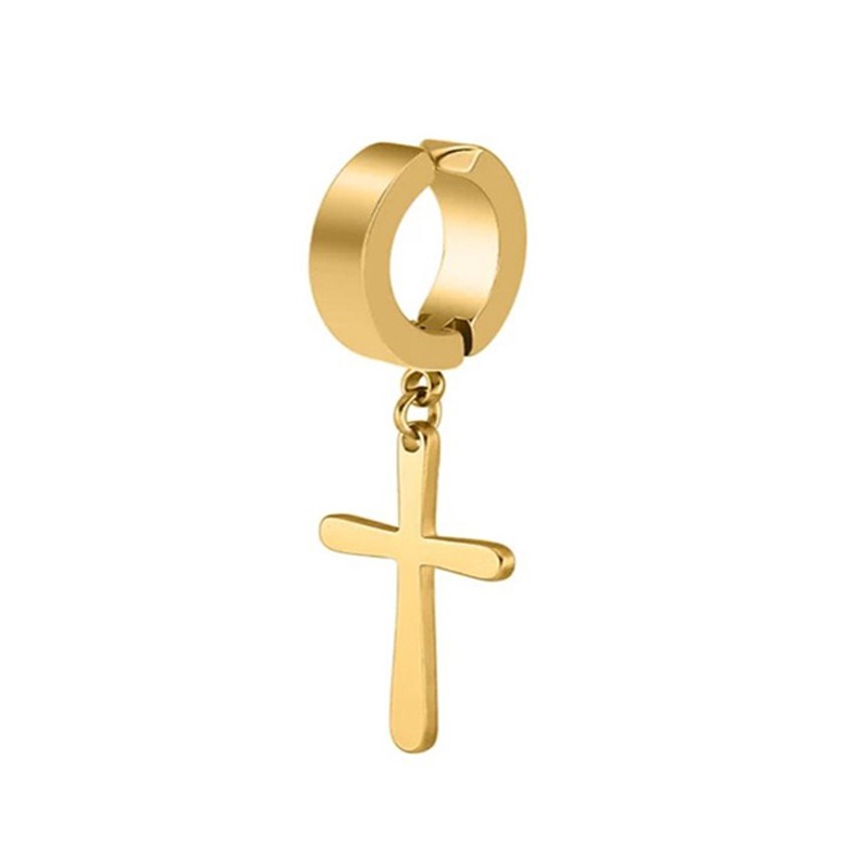 Khuyên Tai Nam / Nữ Hình Chữ Thập Bằng Thép Không Gỉ Chống Dị Ứng