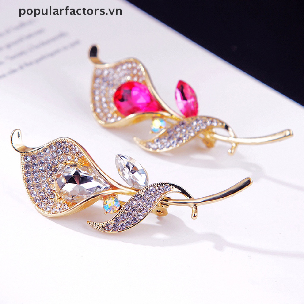 Ghim cài áo hình hoa hồng đính đá pha lê thời trang