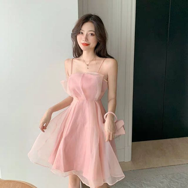 Váy 2 dây voan bồng công chúa