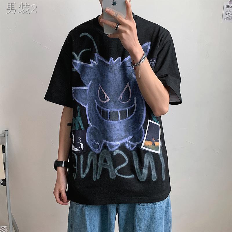 ✑❇Super fire cec áo thun nam ngắn tay in hình quỷ nhỏ hợp thời trang trong quần đầu năm điểm của thương hiệu thủy tri