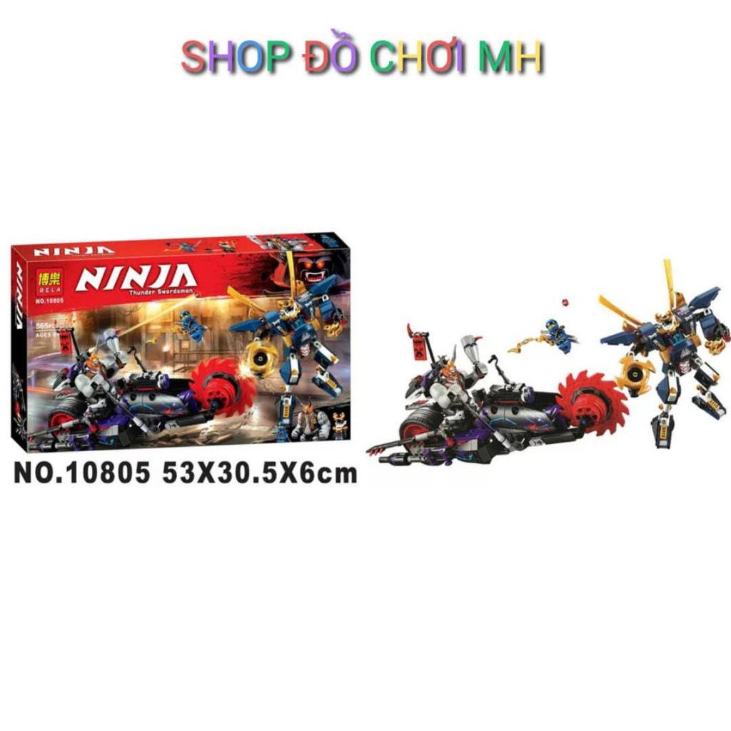 đồ chơi lego xếp hình lắp ráp bela ninja 10805-Đấu sĩ X đại chiến xe máy cưa