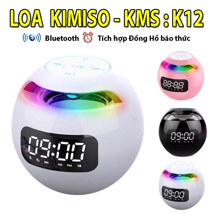 Loa Bluetooth Kiêm Đồng Hồ Báo Thức Nhỏ Gọn Dễ Thương Kimiso - Loa Bluetooth Mini Có Đèn Led Chính Hãng Nghe Nhạc