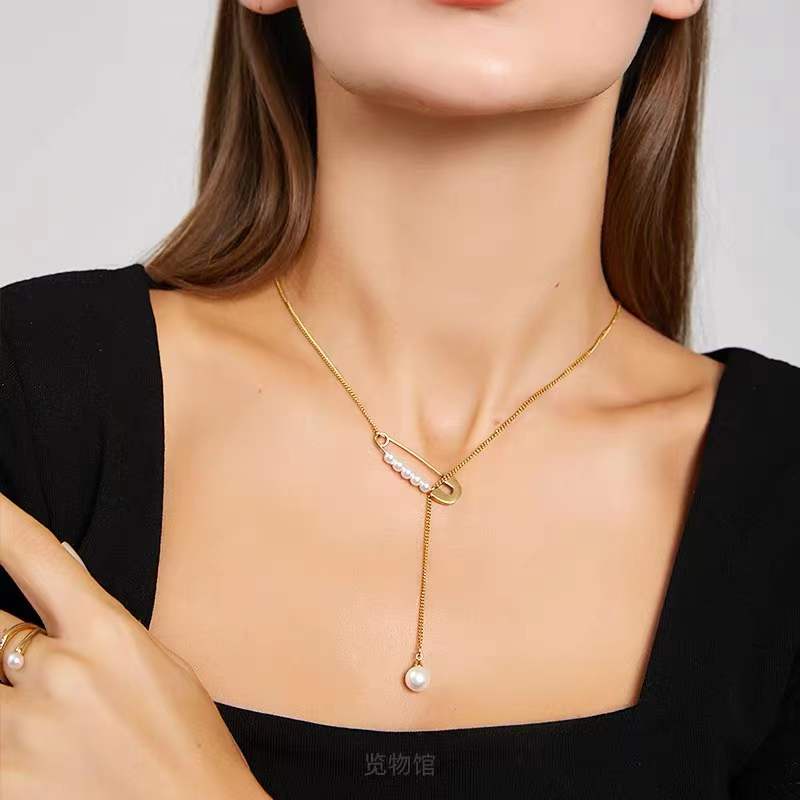 Dây chuyền đính ngọc trai phong cách âu mỹ sang trọng thời trang không dị ứng không phai màu