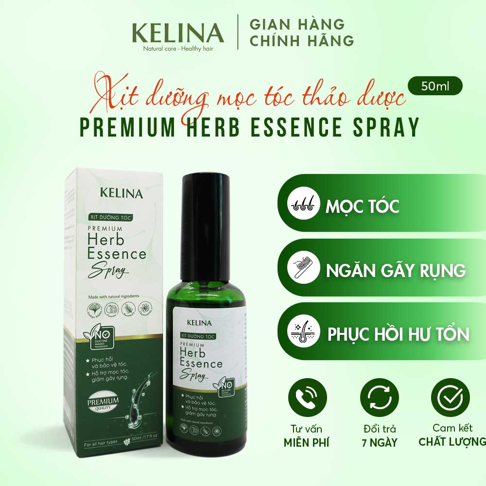 Xịt Dưỡng Tóc Tinh Dầu Thảo Mộc 3IN1 Kelina Phục Hồi Hư Tổn, Cấp Ẩm Chuyên Sâu, Kích Mọc Tóc, Ngăn Gãy Rụng 50ml