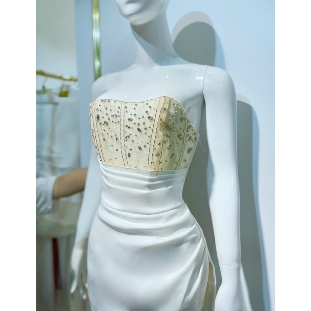 Ms1277V ĐẦM BODY CUP XẾP LY EO ✔Màu: trắng,xanh lá, xanh bích full size S/M/L/XL