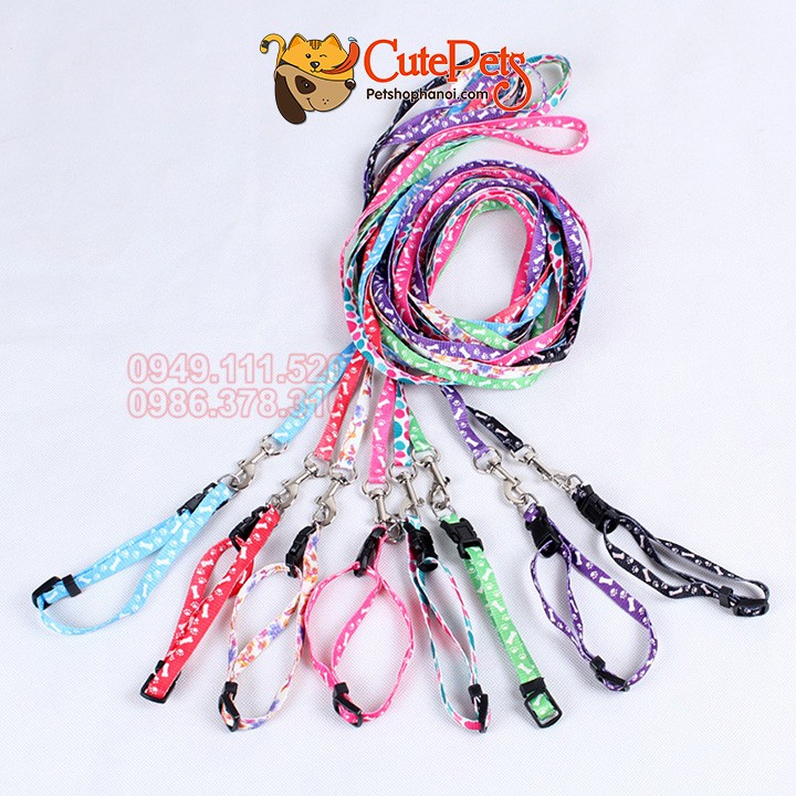 Dây xích mèo, xích chó loại vải 1 lớp kèm yếm hoặc vòng cổ 1cm - CutePets