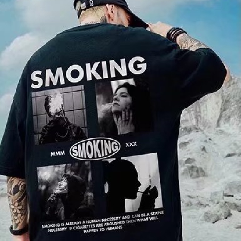 Áo Thun Tay Ngắn Dáng Rộng In Chữ Phong Cách Hồng Kông Thời Trang Mùa Hè Cho Nam Và Nữ Size M-8XL