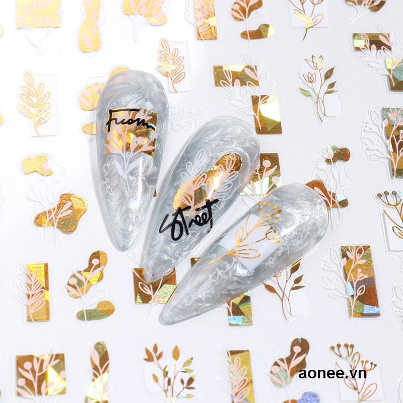 ✨✨Miếng Dán Móng Tay Tự Dính Dòng Chữ Tiếng Anh / Hoa / Động Vật / Động Vật Màu Vàng Trắng